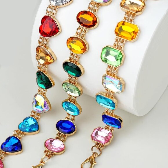 Women\'s Gold Rainbow Rhinestone Waist Chain Belt Y2K Festival Chain Belt Dresses